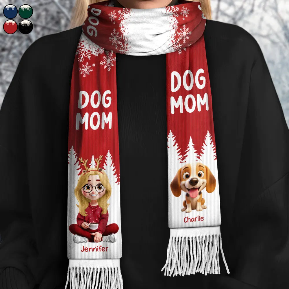 Dog Mom Dog Dad Christmas - Personalized Wool Scarf With Tassel
