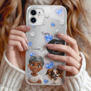 Pet Mom, Pet Lovers, Pet Dad, Dog Lovers, Dog Mom, Dog Dad, Happy - Dog Mom Dog Dad Metal And Crystal Effect Printed, Personalized Clear Phone Case