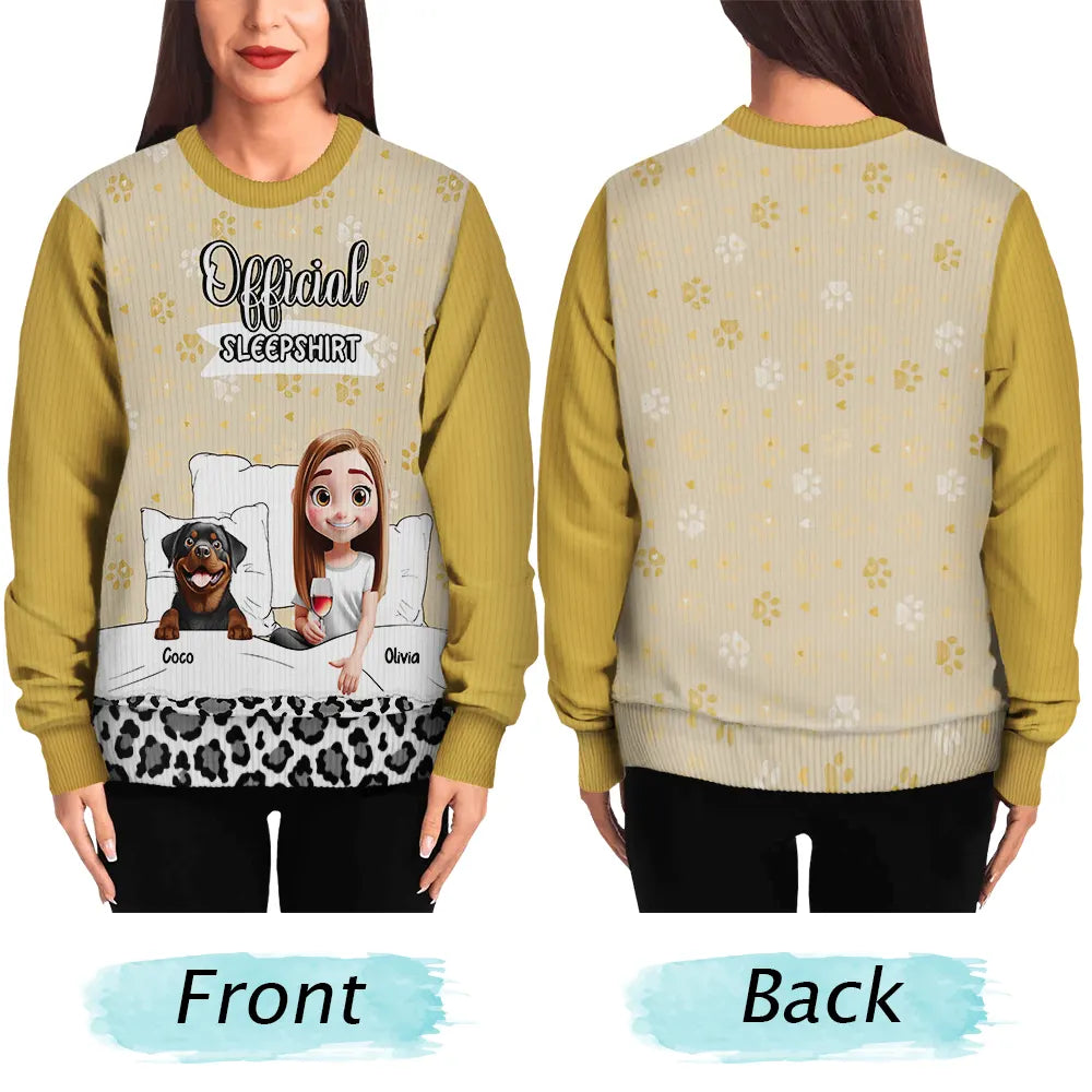 Pet Lovers,Pet Mom,Pet Dad,Dog Lovers,Dog Mom,Dog Dad,Christmas,Love - Dog Mom Dog Dad Official Sleep Shirt - Personalized Unisex Ugly Sweater