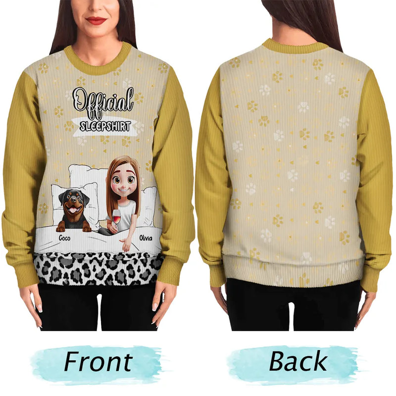 Pet Lovers,Pet Mom,Pet Dad,Dog Lovers,Dog Mom,Dog Dad,Christmas,Love - Dog Mom Dog Dad Official Sleep Shirt - Personalized Unisex Ugly Sweater