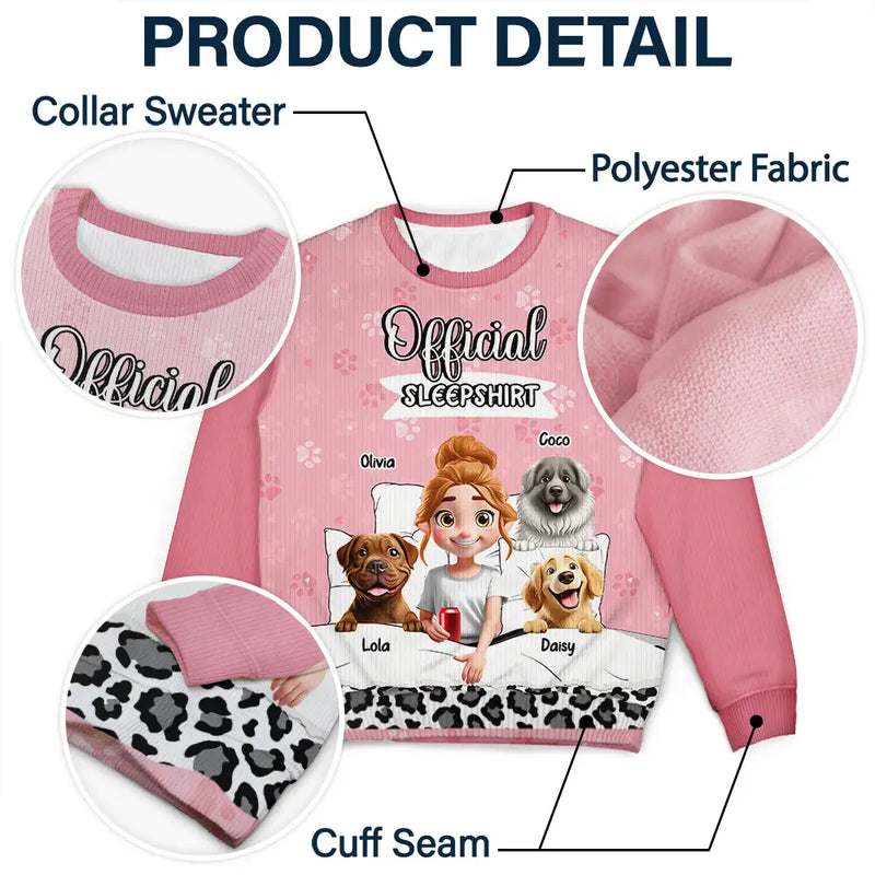 Pet Lovers,Pet Mom,Pet Dad,Dog Lovers,Dog Mom,Dog Dad,Christmas,Love - Dog Mom Dog Dad Official Sleep Shirt - Personalized Unisex Ugly Sweater