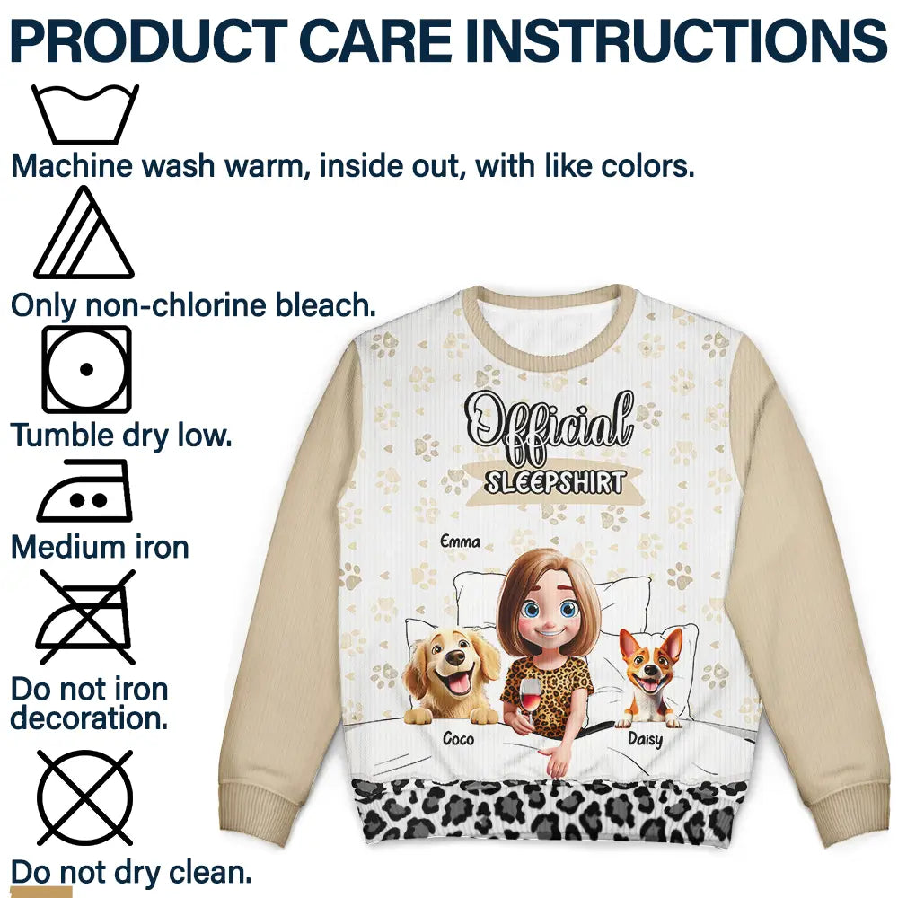 Pet Lovers,Pet Mom,Pet Dad,Dog Lovers,Dog Mom,Dog Dad,Christmas,Love - Dog Mom Dog Dad Official Sleep Shirt - Personalized Unisex Ugly Sweater