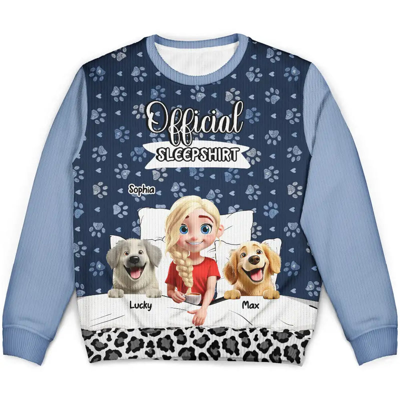 Pet Lovers,Pet Mom,Pet Dad,Dog Lovers,Dog Mom,Dog Dad,Christmas,Love - Dog Mom Dog Dad Official Sleep Shirt - Personalized Unisex Ugly Sweater