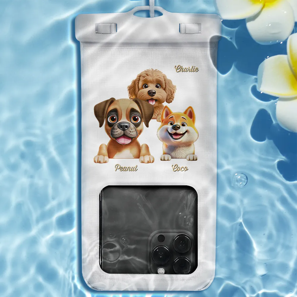 Dog Lovers, Funny - Dog Mom Dog Dad Pet Lover Beach And Pool - Personalized Waterproof Phone Pouch