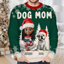 Dog Lovers, Christmas, Happy - Dog Mom Mum 3D Effect White Trees - Personalized Unisex Ugly Sweater