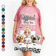 Gift For Wife,Gift For Girlfriend,Gift For Yourself,Gift For Women,Gift For Mother,Gift For Grandma,Dog Lovers,Dog Mom,Pet Lovers,Pet Mom - Dog Mom Official Sleep Tee - Personalized Women's Sleep Tee