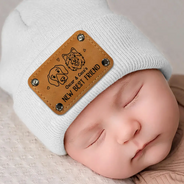 Dog Lovers,Dog Mom,Dog Dad,Dog Couple,New baby,New Dad,New Mom,Happy,Top Market - Dog New Best Friend New Baby - Personalized Beanie With Leather Patch