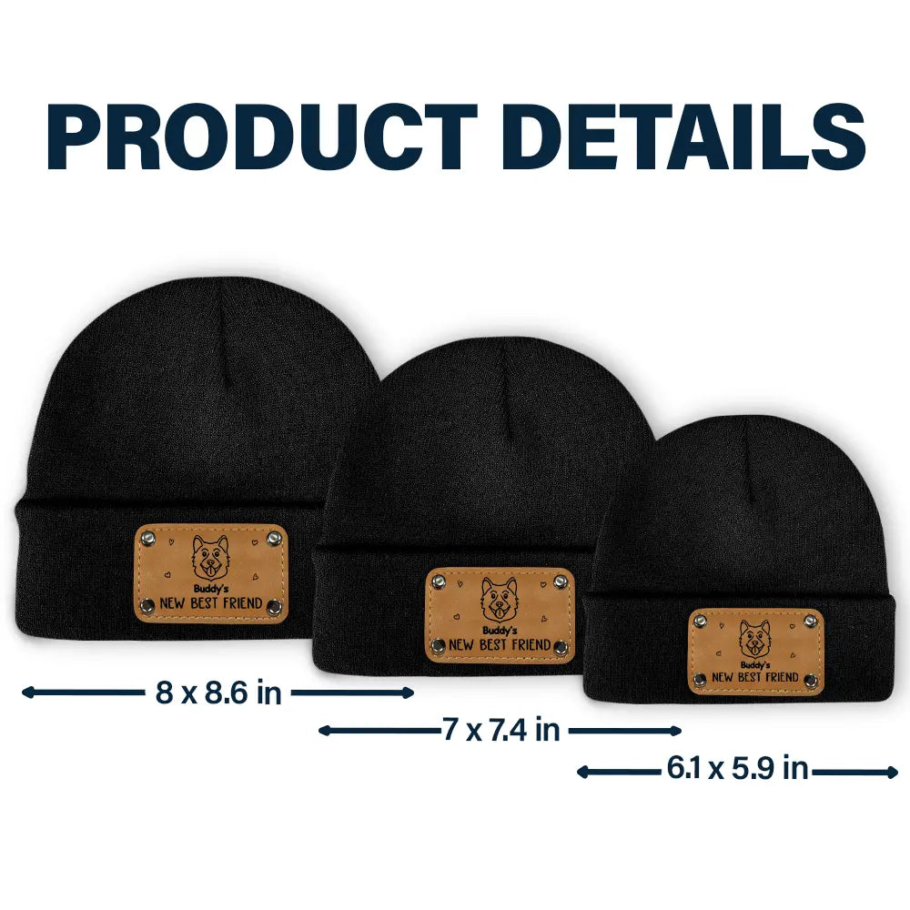 Dog Lovers,Dog Mom,Dog Dad,Dog Couple,New baby,New Dad,New Mom,Happy,Top Market - Dog New Best Friend New Baby - Personalized Beanie With Leather Patch
