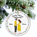 Dog Parents To Human Parents Baby Expecting - Personalized Circle Ceramic Ornament