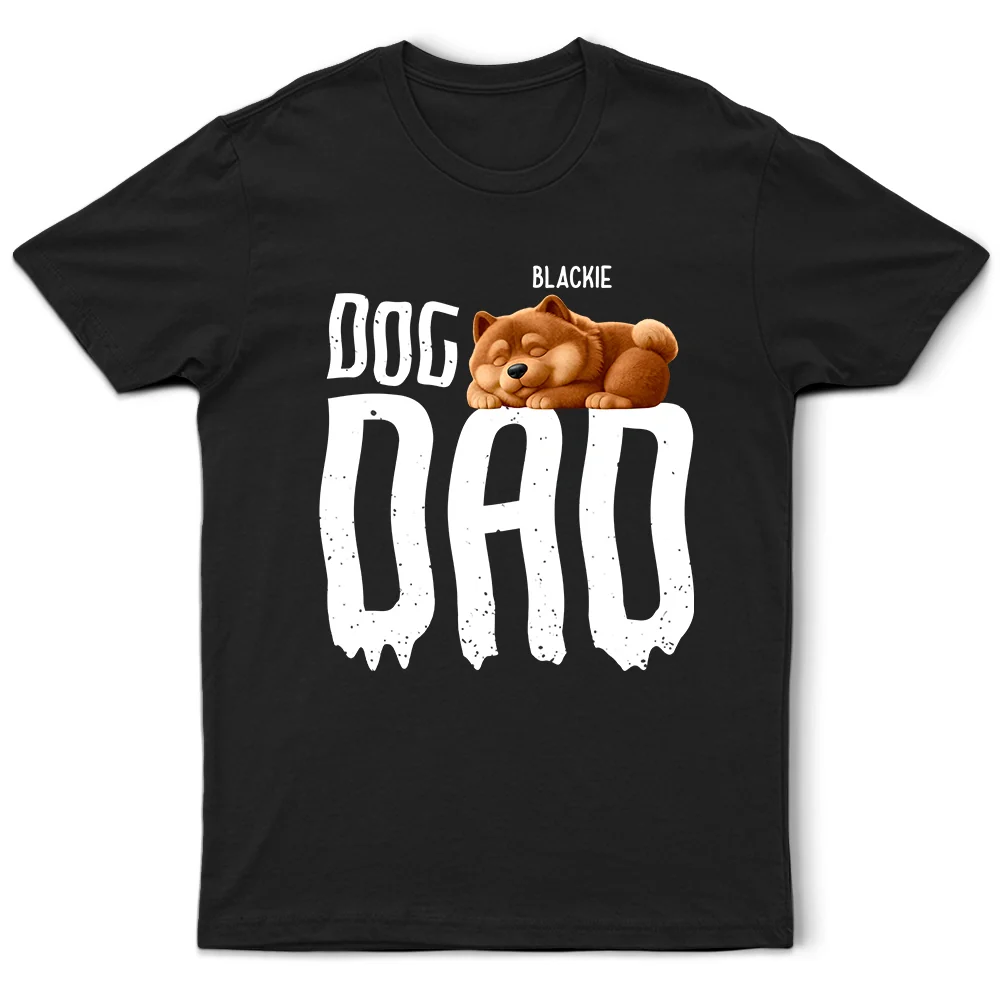 Dog Sleeping On Dad - Personalized T Shirt