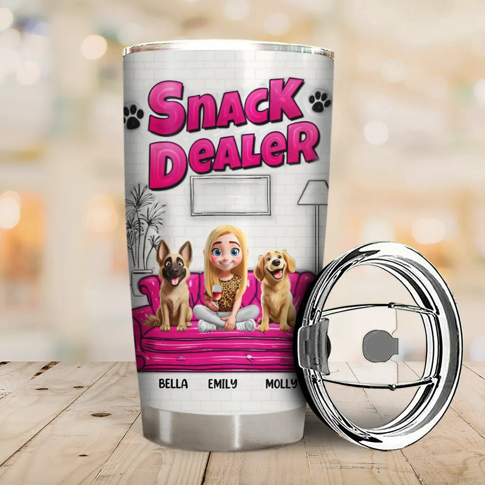 Dog Lovers, Dog Mom, Dog Dad, Gift For Yourself, Happy - Dog Treat Dealer - 3D Inflated Effect Printed Tumbler, Personalized Tumbler