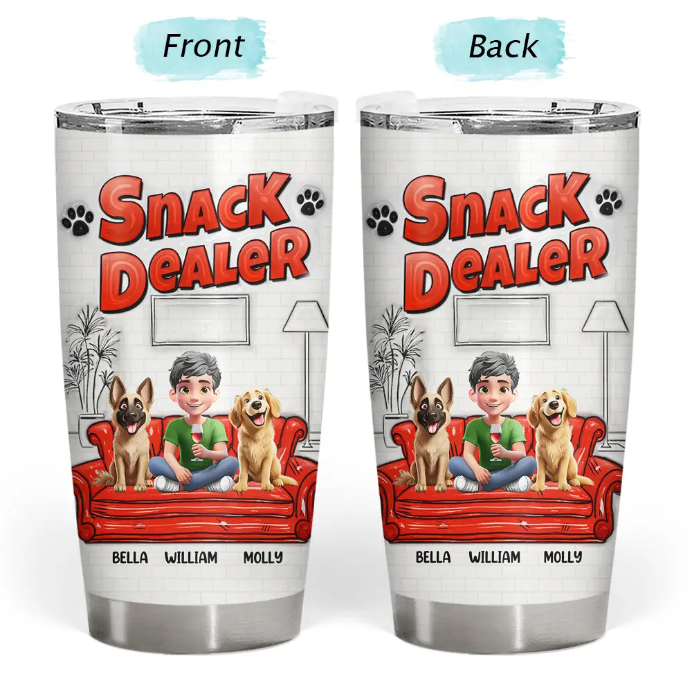 Dog Lovers, Dog Mom, Dog Dad, Gift For Yourself, Happy - Dog Treat Dealer - 3D Inflated Effect Printed Tumbler, Personalized Tumbler