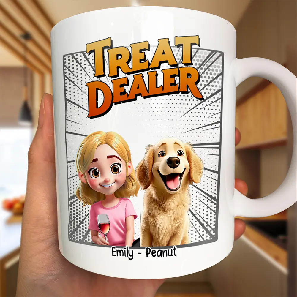 Dog Lovers, Dog Mom, Dog Dad, Gift For Yourself, Happy - Dog Treat Dealer 3D Effect - Personalized Mug