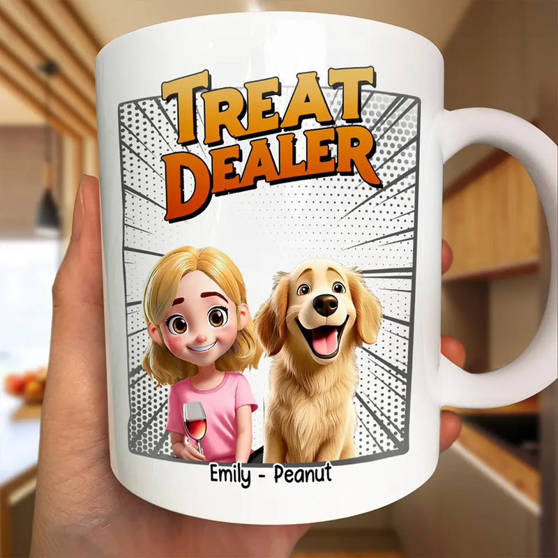 Dog Lovers, Dog Mom, Dog Dad, Gift For Yourself, Happy - Dog Treat Dealer 3D Effect - Personalized Mug