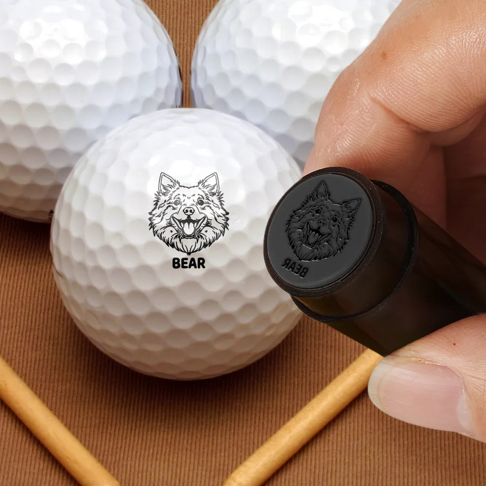 Happy,Sport Dad,Golf,Gift For Father,Gift For Men,Dog Lovers,Dog Dad - Dogs Make Me Happy - Personalized Golf Ball Stamp With Metal Storage Box