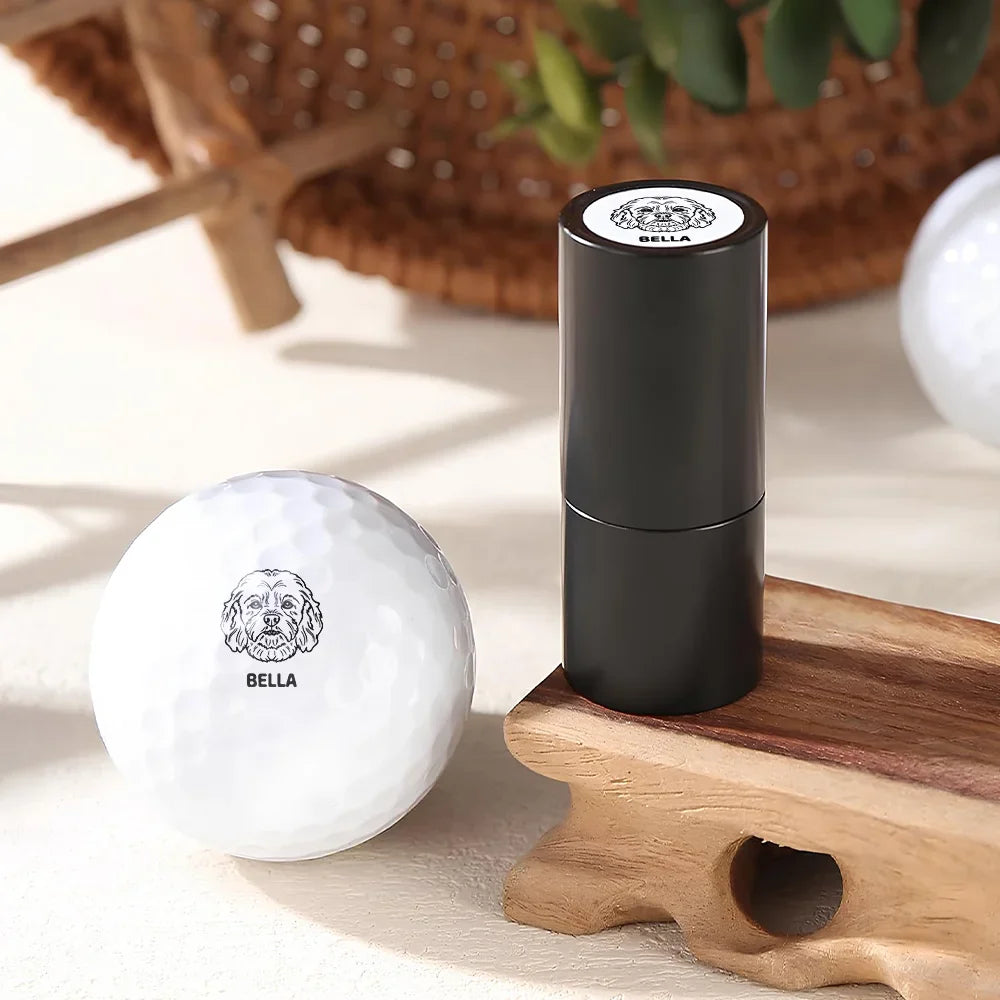 Happy,Sport Dad,Golf,Gift For Father,Gift For Men,Dog Lovers,Dog Dad - Dogs Make Me Happy - Personalized Golf Ball Stamp With Metal Storage Box