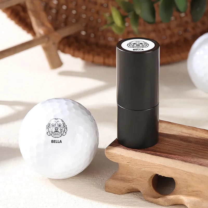 Happy,Sport Dad,Golf,Gift For Father,Gift For Men,Dog Lovers,Dog Dad - Dogs Make Me Happy - Personalized Golf Ball Stamp With Metal Storage Box