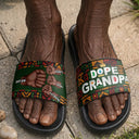 Gift For Father,Afro Dad,Summer,Top Market,Adorable,Icon - Dope Black Dad Grandpa Fist Bumps - Personalized Unisex Slides