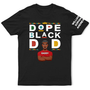 Afro Dad,Gift For Men,Gift For Father,Funny,Vector,Proud - Dope Black Dad With Kids' Names On Sleeve - Personalized T Shirt