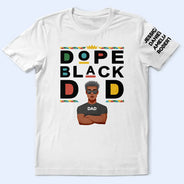 Afro Dad,Gift For Men,Gift For Father,Funny,Vector,Proud - Dope Black Dad With Kids' Names On Sleeve - Personalized T Shirt