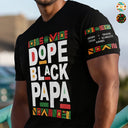 Gift For Father,Gift For Grandpa,Happy,Afro,Afro Dad - Dope Black Dad With Names On Sleeves - Personalized T Shirt