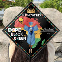 Graduation,Gift For Yourself,Happy,Afro - Dope Black King Queen - Personalized Graduation Cap Topper