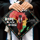 Gift For Yourself,Gift For Women,Gift For Men,Graduation,Happy,Afro - Dope Black King Queen - Personalised Graduation Cap Topper