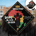 Gift For Yourself,Gift For Women,Gift For Men,Graduation,Happy,Afro - Dope Black King Queen - Personalised Graduation Cap Topper