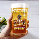 Pet Lovers,Pet Mom,Pet Dad,Dog Lovers,Dog Mom,Dog Dad - Drink Beer And Hang Out With My Dog - Personalized Beer Glass
