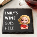 Gift For Couples, Funny - Drink Goes Here 3D Effect Couple - Personalized Slate Coaster