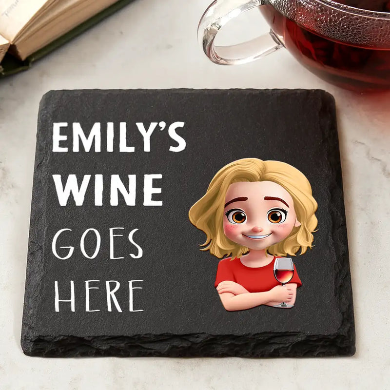 Gift For Couples, Funny - Drink Goes Here 3D Effect Couple - Personalized Slate Coaster