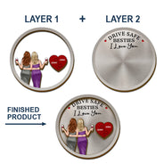 Gift For Bestie,Gift For Sisters,Happy - Drive Safe Bestie I Love You - Personalized Custom Shaped Car Visor Clip