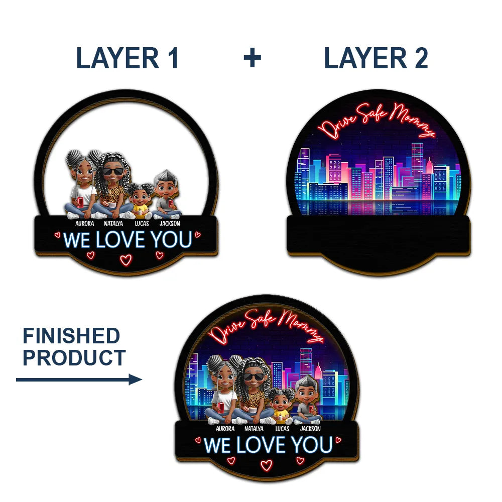 Gift For Mother,Gift For Father,Family - Drive Safe Daddy Mommy We Love You - Personalized Custom Shaped Car Visor Clip
