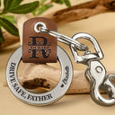 Gift For Father,Gift For Grandpa,Love - Drive Safe Daddy Monogram Initial - Personalized Leather Coordinates Keychain