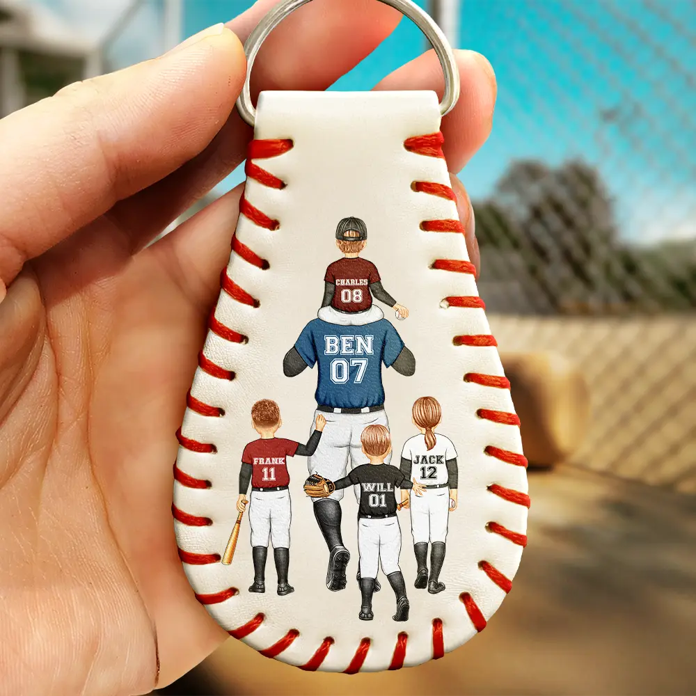 Baseball,Gift For Father,Sport Dad - Drive Safe Daddy No Place Like Home - Personalized Leather Baseball Keychain