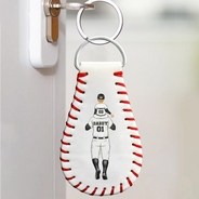 Baseball,Gift For Father,Sport Dad - Drive Safe Daddy No Place Like Home - Personalized Leather Baseball Keychain