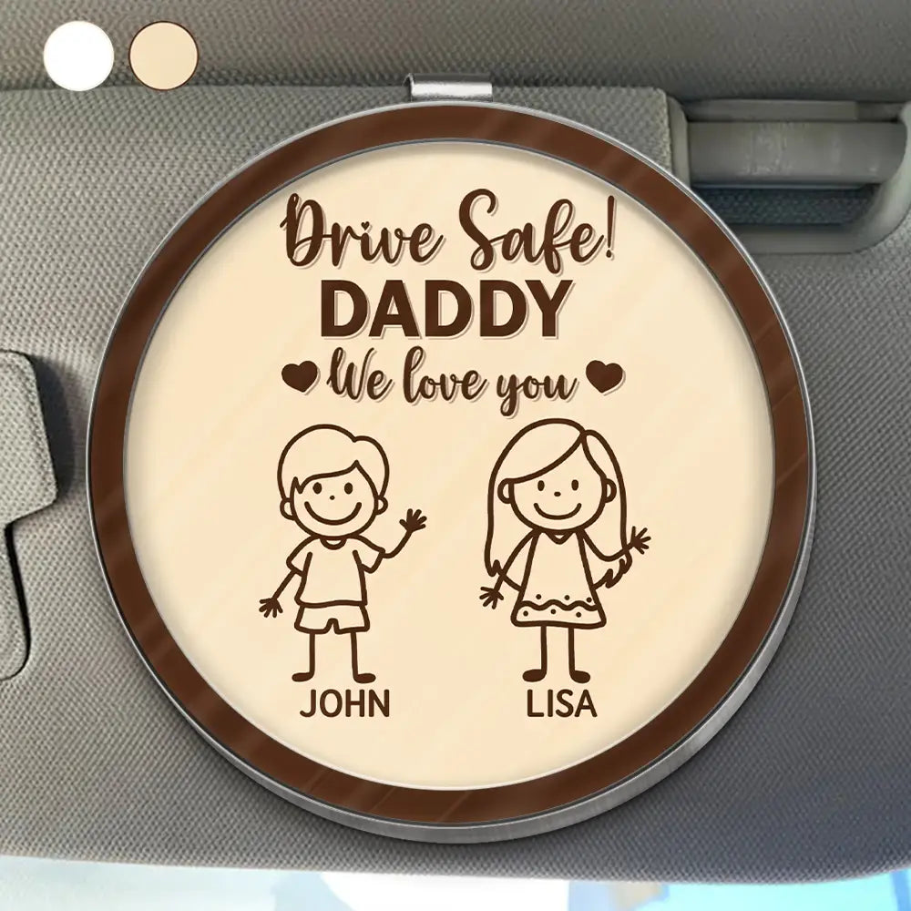 Gift For Grandpa,Gift For Grandma,Gift For Grandparents,Gift For Mother,Gift For Father,Christmas,Happy,Stick Figure - Drive Safe Grandpa Daddy Kid Stick Figures - Personalized Custom Shaped Acrylic Car Visor Clip