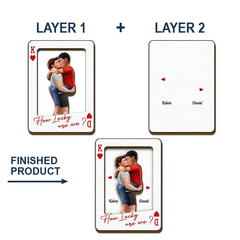 Gift For Couples, Old Couples, Gift For Husband, Gift For Wife, Gift For Boyfriend, Gift For Girlfriend, Love - Drive Safe Handsome Playing Card Couple - Personalized Custom Shaped Car Visor Clip