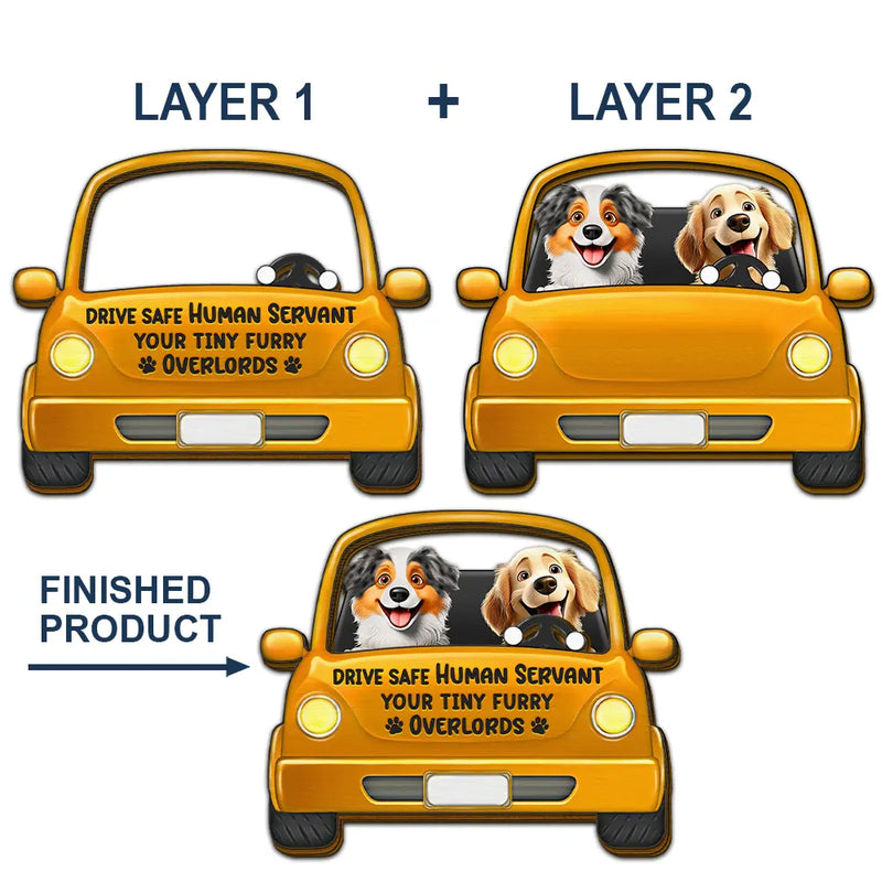 Dog Lovers, Dog Mom, Pet Lovers, Pet Mom, Dog Dad, Pet Dad, Funny - Drive Safe Human Servant - Personalized Custom Shaped Car Visor Clip