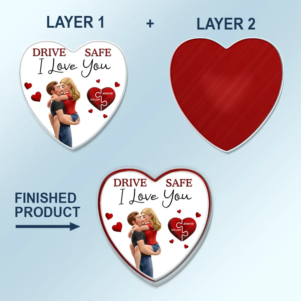 Gift For Couples,Gift For Husband,Gift For Wife,Gift For Boyfriend,Gift For Girlfriend,Love - Drive Safe I Love You 3D Kissing Couples - Personalized Custom Shaped Acrylic Car Visor Clip