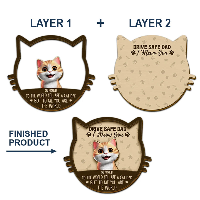 Cat Lovers,Cat Mom,Cat Dad - Drive Safe Mom Dad 3D Effect Cat - Personalized Custom Shaped Car Visor Clip