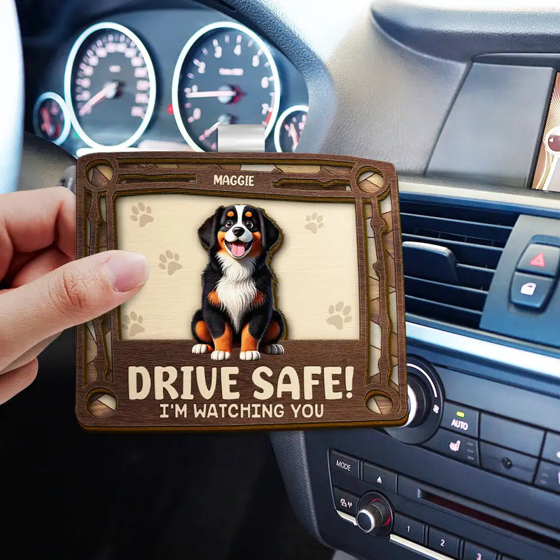 Dog Lovers,Cat Lovers,Pet Lovers,Happy -  Drive Safe We’re Waiting At The Door Dog Cat - Personalized Custom Shaped Car Visor Clip