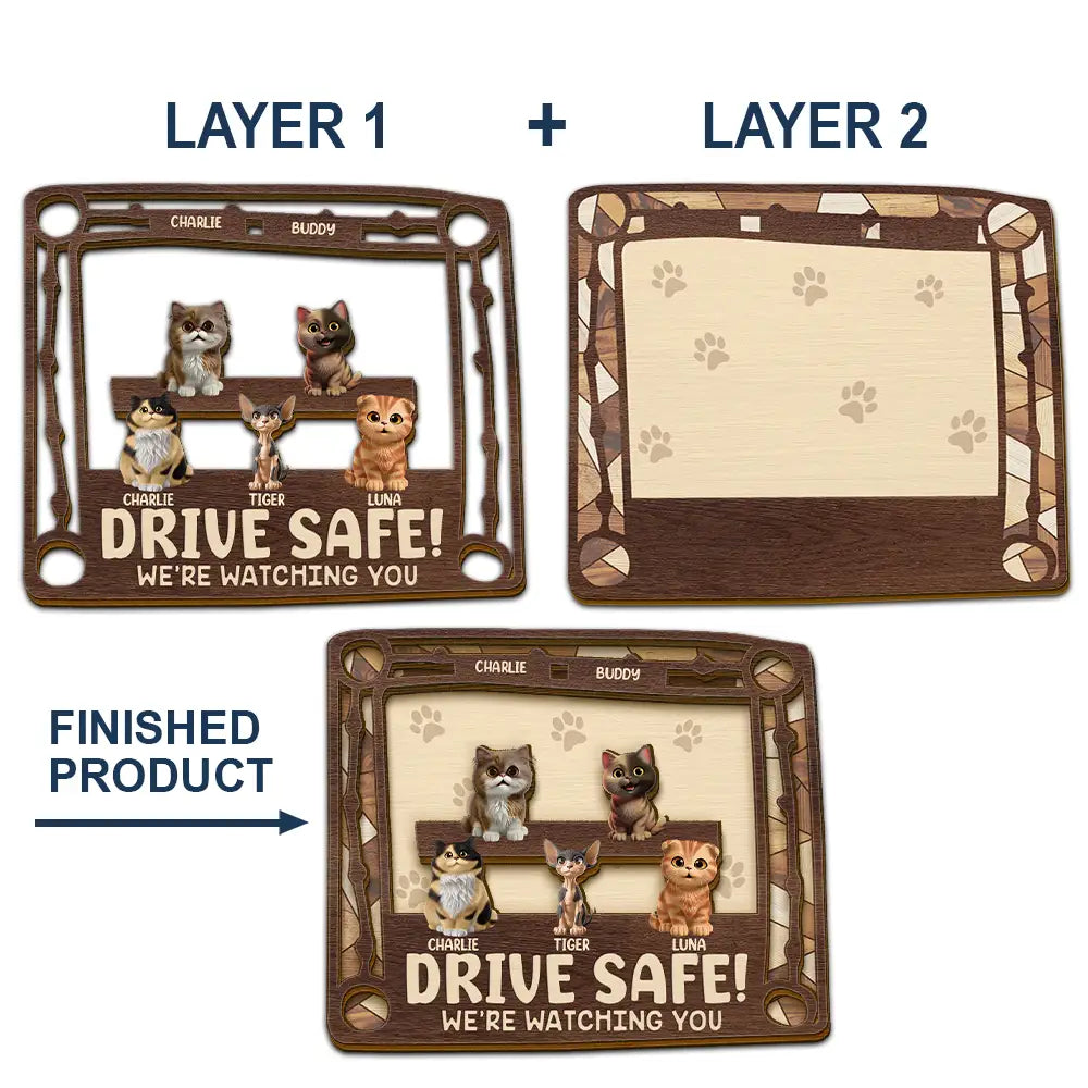 Dog Lovers,Cat Lovers,Pet Lovers,Happy -  Drive Safe We’re Waiting At The Door Dog Cat - Personalized Custom Shaped Car Visor Clip