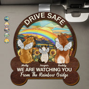 Love, Memorial, Dog Lovers, Cat Lovers, Pet Lovers - Drive Safe We're Watching You Dog Cat Memorial - Personalized Custom Shaped Car Visor Clip