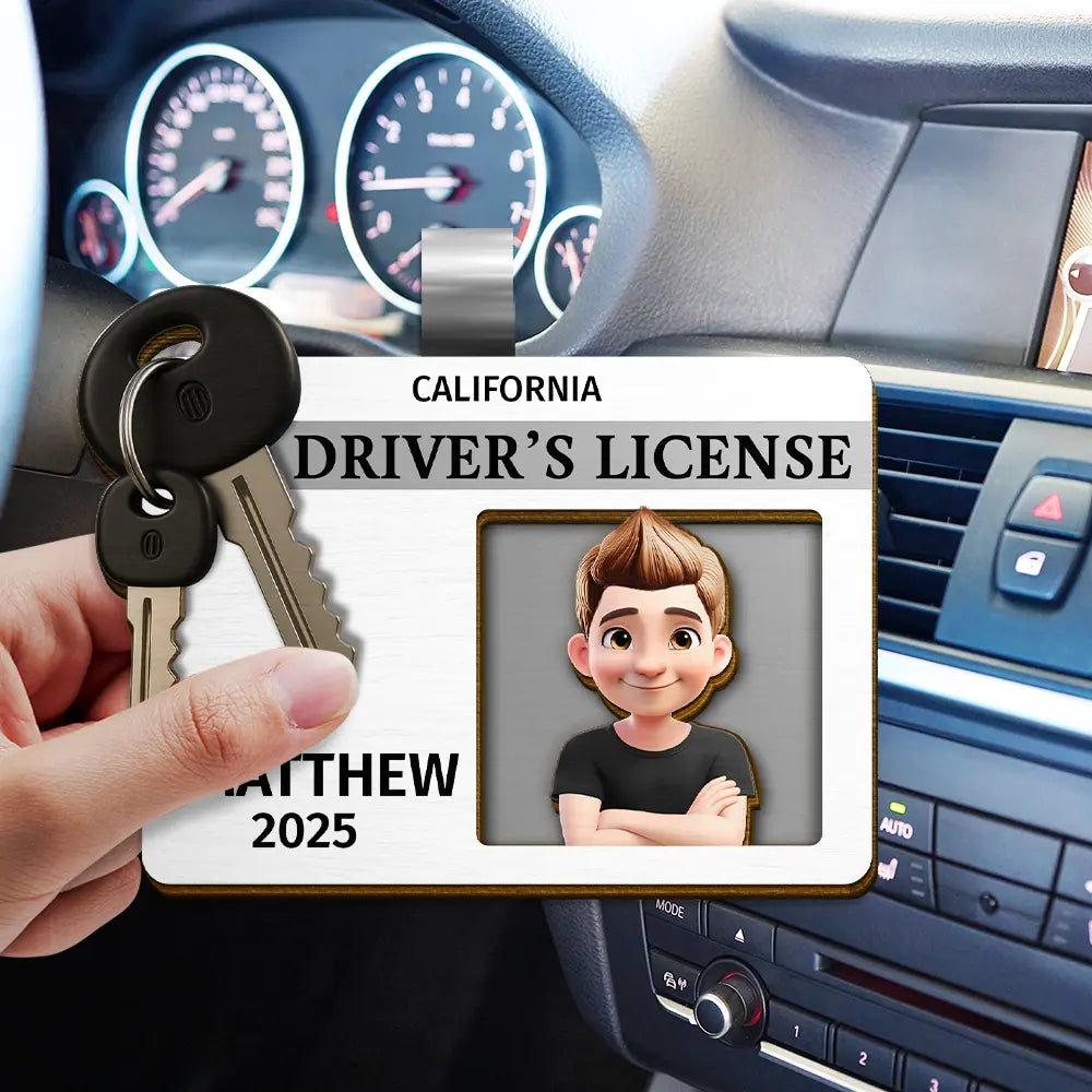 Gift For Yourself,Gift For Women,Gift For Men,Happy - Driver's License 3D Effect - Personalized Custom Shaped Car Visor Clip