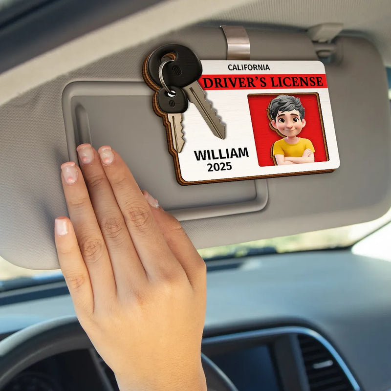 Gift For Yourself,Gift For Women,Gift For Men,Happy - Driver's License 3D Effect - Personalized Custom Shaped Car Visor Clip