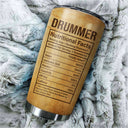 Drummer Gifts Drummer Nutritional Facts Label Custom Tumbler, Percussion Drum Player Gift