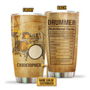 Drummer Gifts Drummer Nutritional Facts Label Custom Tumbler, Percussion Drum Player Gift