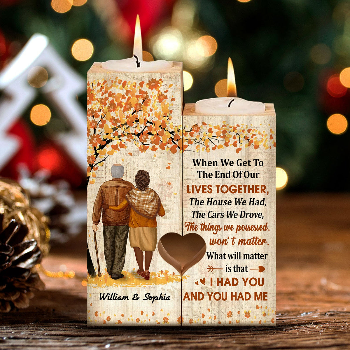 Family Old Couple When We Get To The End - Gift For Couples - Personalized Custom Candle Holder
