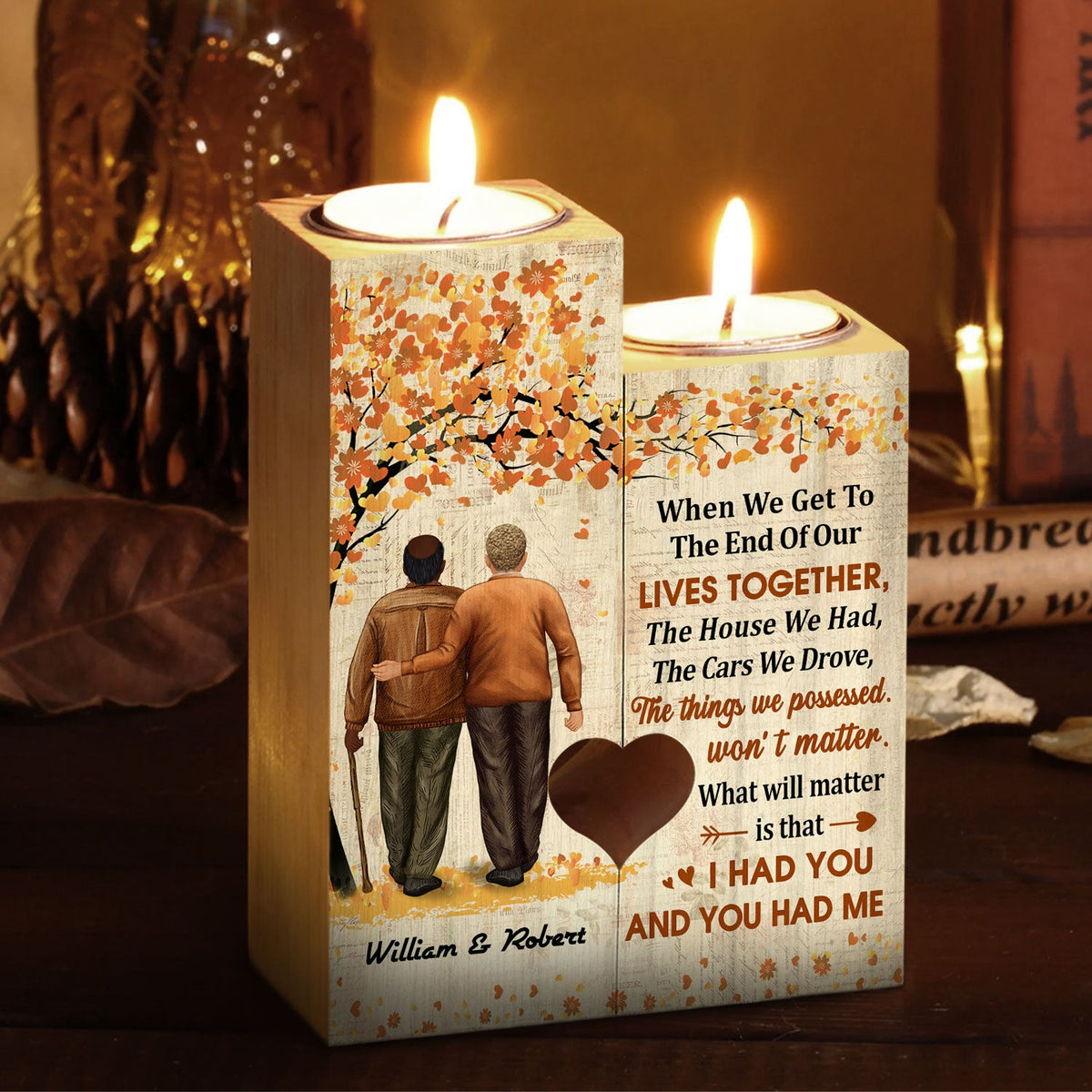 Family Old Couple When We Get To The End - Gift For Couples - Personalized Custom Candle Holder